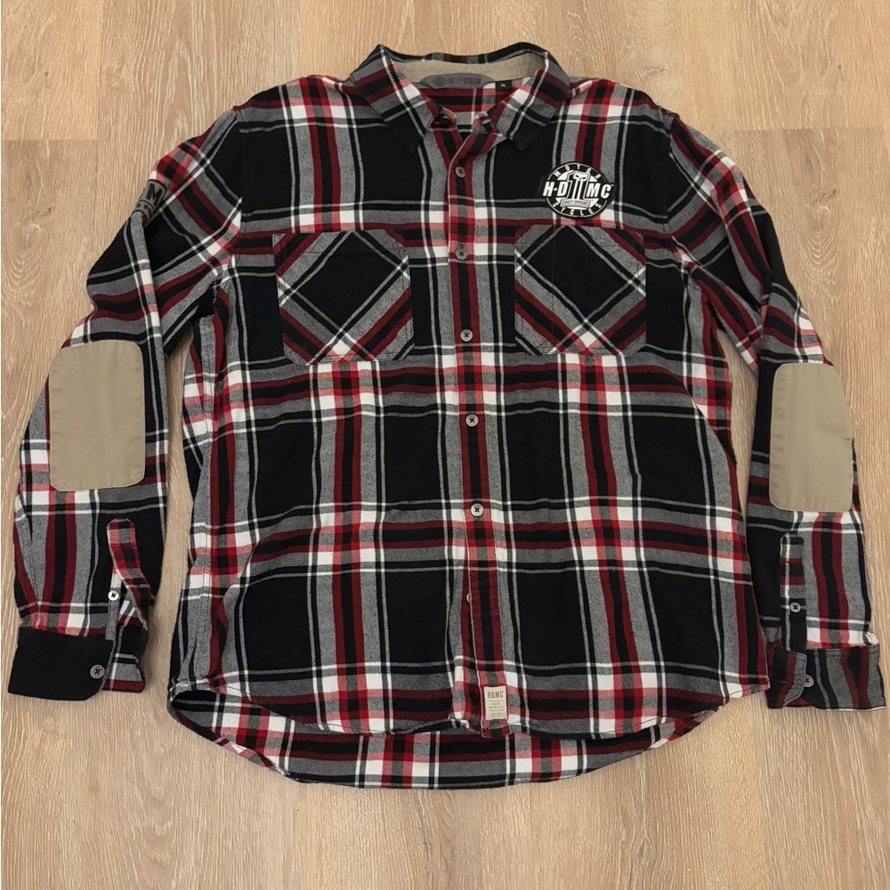 Harley-Davidson Black and Red Casual Button Down Shirt